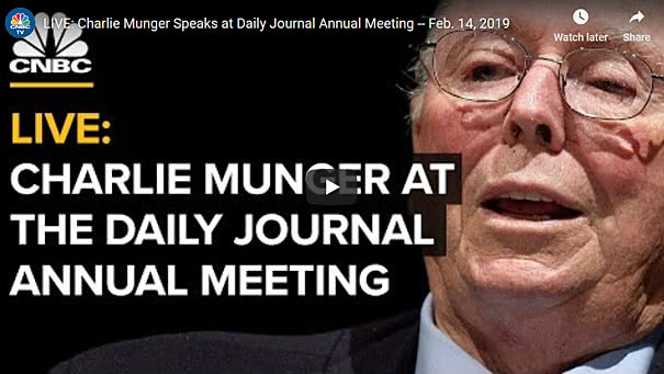 LIVE - Charlie Munger Speaks at Daily Journal Annual Meeting