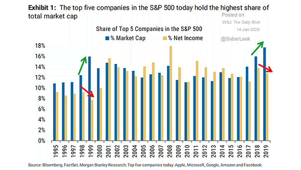 Share of Top 5 Companies in the S&P 500