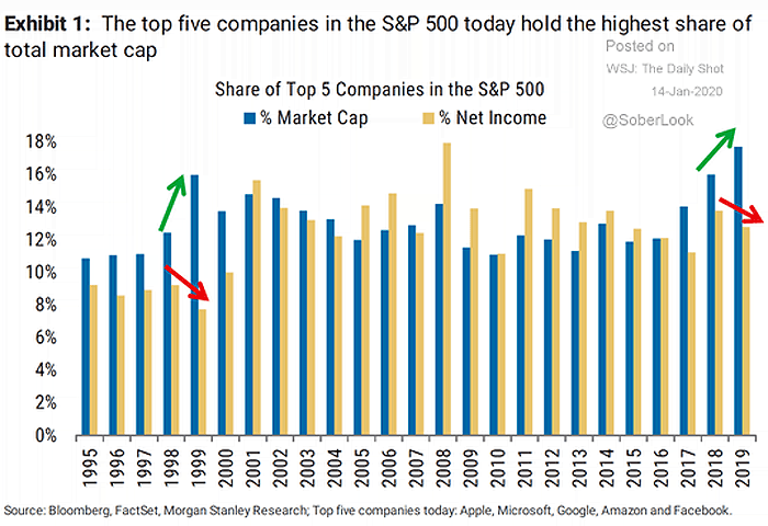 Share of Top 5 Companies in the S&P 500