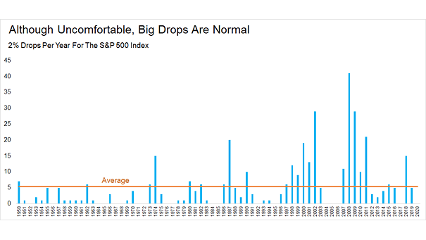 Number of 2% Drops per Year for the S&P 500 Index