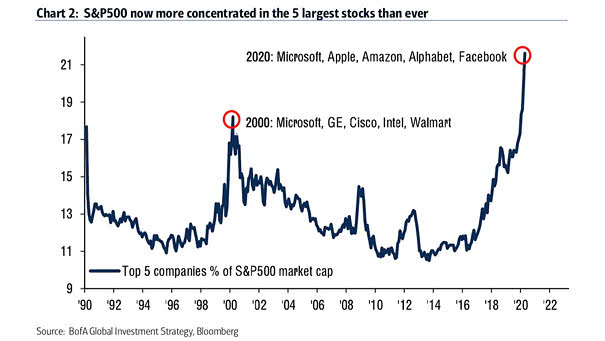 Top 5 Companies % of S&P 500 Market Capitalization