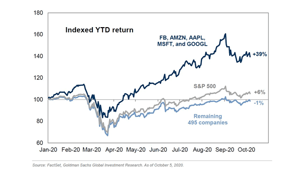 Five Largest Stocks vs. S&P 500