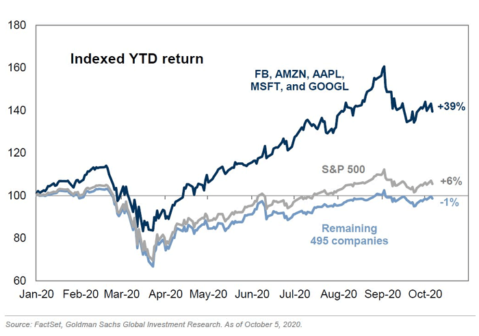 Five Largest Stocks vs. S&P 500