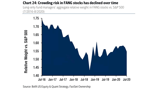 Long-Only Fund Managers' Aggregate Relative Weight in FANG Stocks