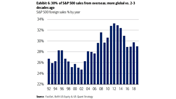 S&P 500 Foreign Sales % by Year