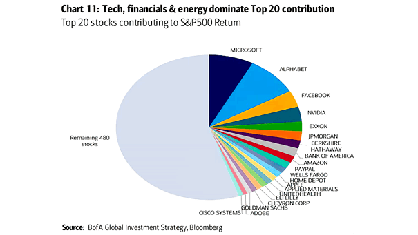 Top 20 Stocks Contributing to S&P 500 Return