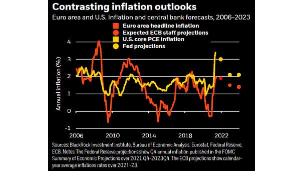 Euro Area and U.S. Inflation and Central Bank Forecasts