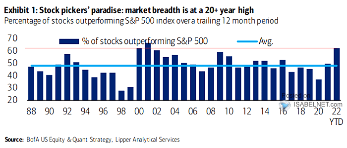 Percentage of Stocks Outperforming the S&P 500 Index