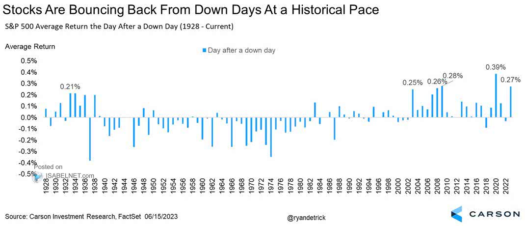 S&P 500 Average Return the Day After a Down Day
