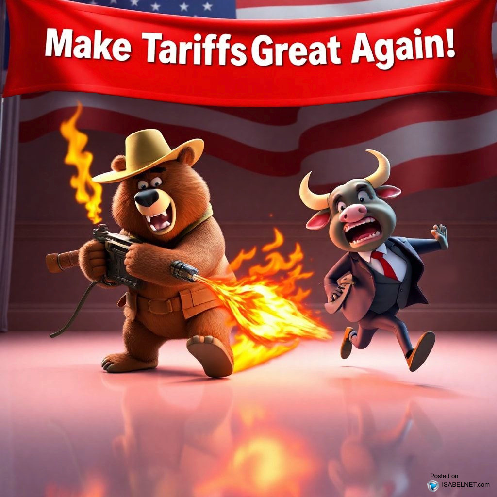 ISABELNET Cartoon of the Day - Bull vs Bear, Make Tariffs Great Again!