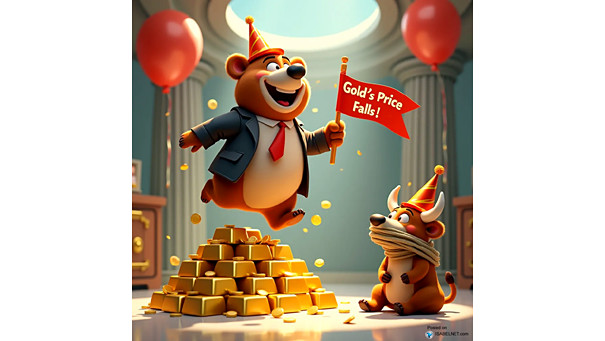 ISABELNET Cartoon of the Day - Bull vs. Bear - Gold's Price Falls