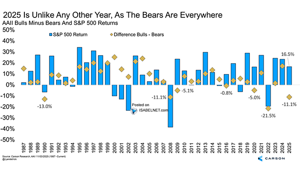 AAII Bulls Minus Bears and S&P 500 Returns